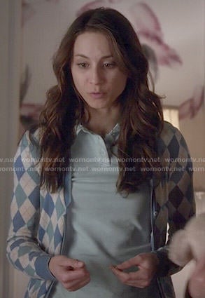 Spencer's blue argyle cardigan on Pretty Little Liars