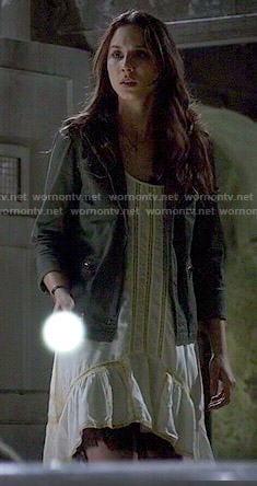 Spencer’s cream high-low dress on Pretty Little Liars