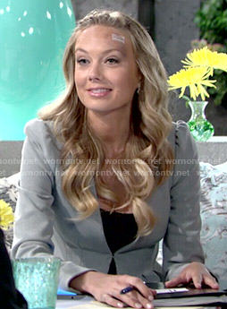 Abby's grey peplum jacket on The Young and the Restless