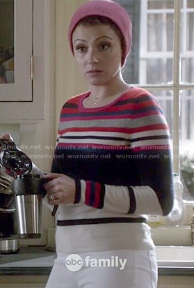 April's multi colored stripe sweater on Chasing Life