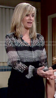 Ashley’s mixed print blouse on The Young and the Restless