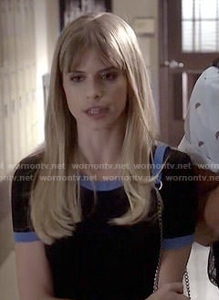 Brooke's black top with blue trim on Scream