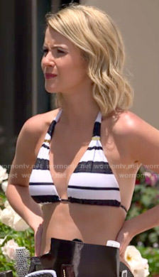 Caroline’s black and white striped bikini on The Bold and the Beautiful