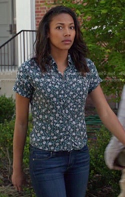 Eva’s floral short sleeved shirt on Under the Dome