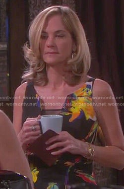 Eve's floral mesh panel dress on Days of our Lives