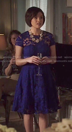 Heather's blue lace dress on Beauty and the Beast