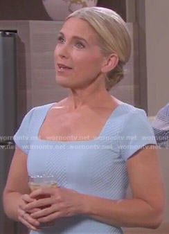 Jennifer’s blue textured dress on Days of our Lives