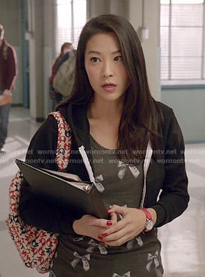 Kira's bow print top and cropped hoodie on Teen Wolf