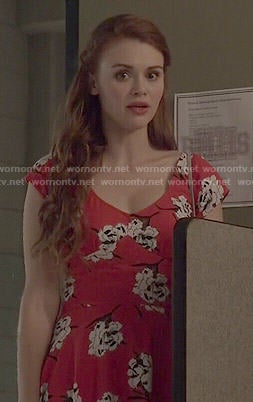 Lydia's red floral dress on Teen Wolf
