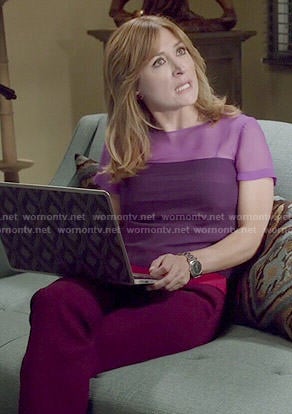 Maura's purple illusion top on Rizzoli and Isles