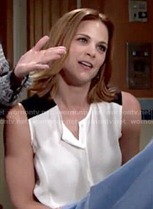 Phyllis's white top with black shoulders on The Young and the Restless