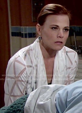 Phyllis's white cardigan with sheer triangle pattern on The Young and the Restless