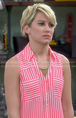 Riley's red striped sleeveless shirt on Baby Daddy