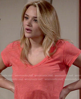 Summer’s orange cutout tee on The Young and the Restless
