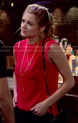 Summer’s red top with split shoulders on The Young and the Restless