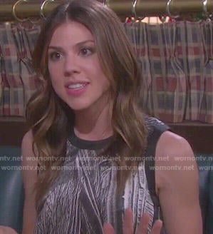 Abigail’s black and white abstract print top on Days of our Lives