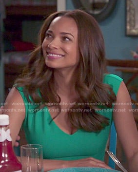 April’s green v-neck dress on Mistresses