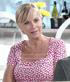 Ashley’s pink printed short sleeve dress on The Young and the Restless