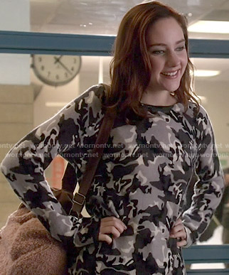 Brenna's camouflage sweater on Chasing Life