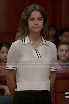 Callie’s white polo top on The Fosters