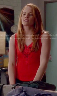 Daphne’s red crochet tank top on Switched at Birth