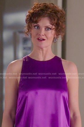 Evelyn’s purple satin top on Devious Maids