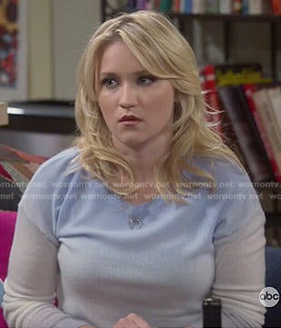 Gabi’s blue and grey ombre sweater on Young and Hungry