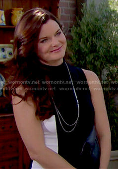 Katie’s black dress with white panel on The Bold and the Beautiful