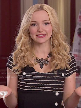 Liv’s black and white striped dress with buttons on Liv and Maddie