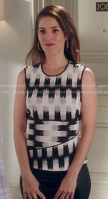 Marisol’s black, white and brown printed top on Devious Maids