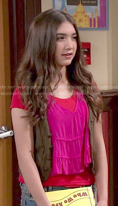 Riley's pink ruffled top and vest on Girl Meets World