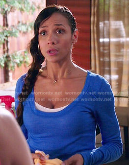 Rosie’s blue long sleeved top on Devious Maids