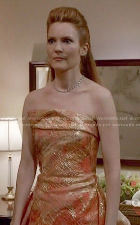 Abby's coral and gold gown on Scandal