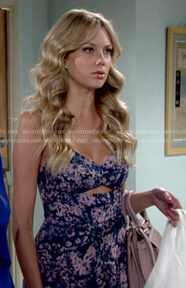 Abby’s floral jumpsuit with front cutout on The Young and the Restless