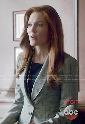 Abby’s grey checked blazer and black dress on Scandal