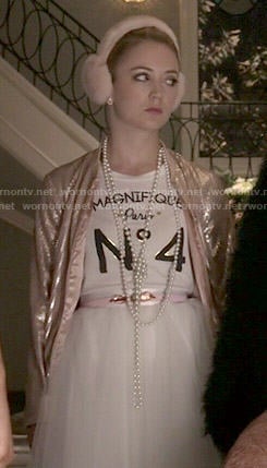Chanel 3's Magnifique tee and pink sequin jacket on Scream Queens