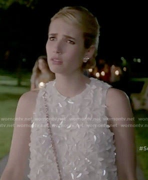 Chanel’s white embellished dress on Scream Queens