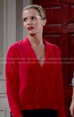 Chelsea's red double breasted blouse on The Young and the Restless