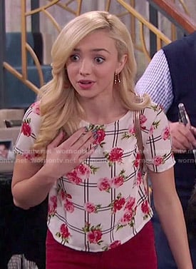 Emma's floral and checked top on Jessie