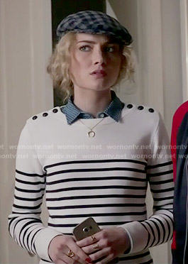 Grace's striped sweater with shoulder buttons on Scream Queens