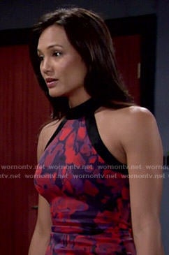 Gwen's red and purple floral dress on The Young and the Restless