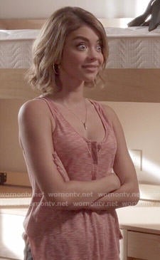 Haley's coral henley tank top on Modern Family