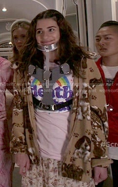 Hester’s Death Metal rainbow tee on Scream Queens