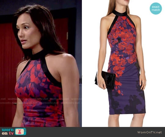 Karen Millen Floral Print Dress worn by Gwen on The Young and the Restless