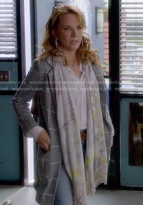 Kathryn’s grey checked coat on Switched at Birth