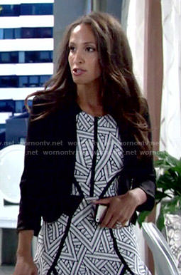 Lily's striped pattern dress on The Young and the Restless