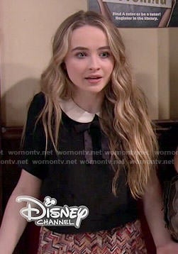 Maya's black top with white collar and ribbon on Girl Meets World