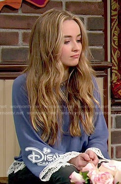 Maya's blue crochet trim blouse on Girl Meets World