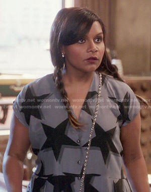 Mindy’s grey star print jumpsuit on The Mindy Project