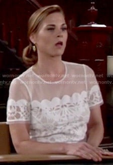 Phyllis’s white lace top on The Young and the Restless